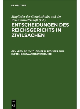 预订 Generalregister zum elften bis zwanzigsten Bande: 9783112686096