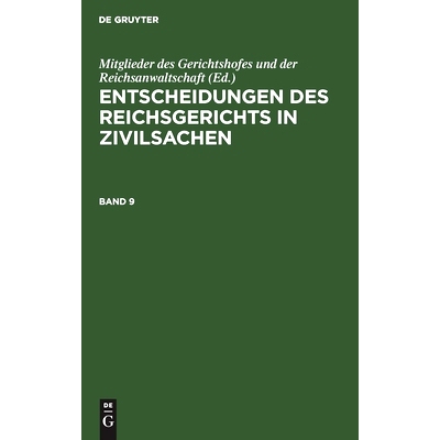预订 Entsch. D. Reichsger. In Zivilsachen Bd. 9 Ergz0: 9783112599754