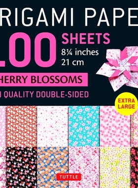 预订 Origami Paper 100 Sheets Cherry Blossoms 8 1/4 (21 CM): Extra Large Double-Sided Origami Sheets Printed with 12 Dif