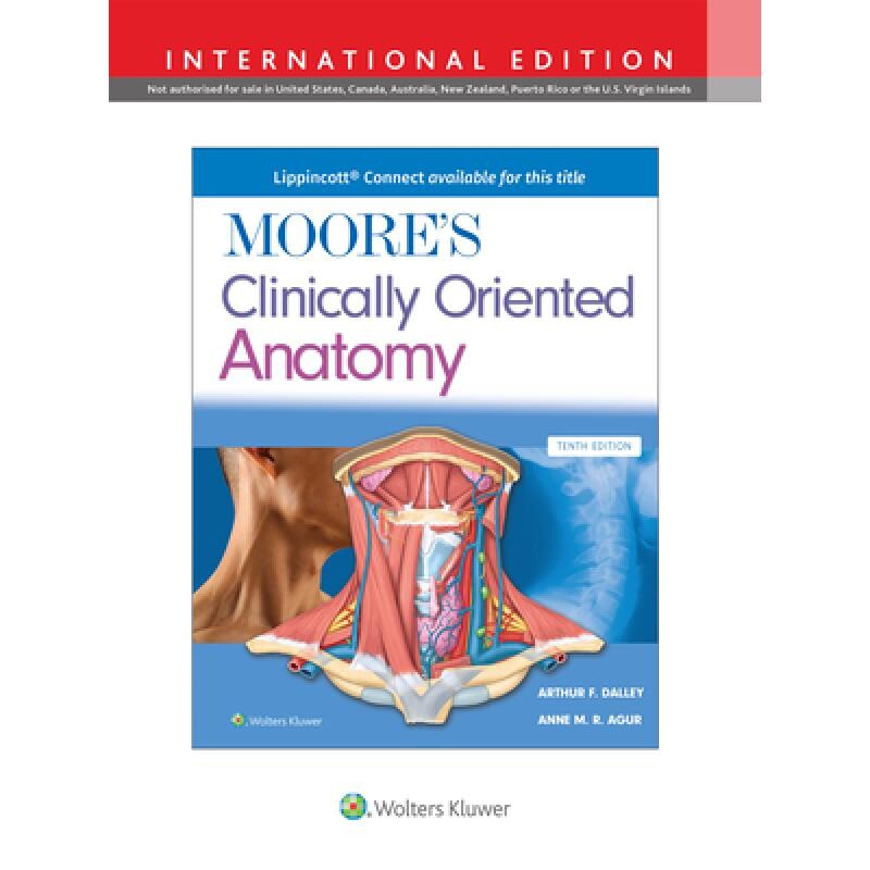 预订 Moore’s Clinically Oriented Anatomy, International Edition (Lippincott Connect) Moore 临床应用解剖学 9781975245498