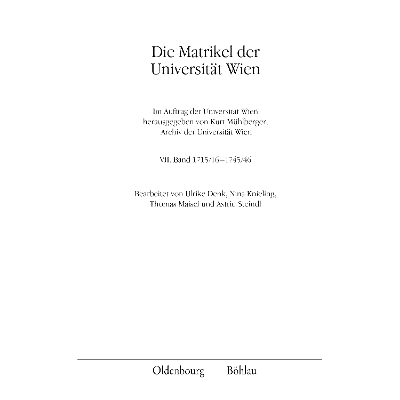 Band VII: 1715/16-1745/46. (VI. Reihe: Q