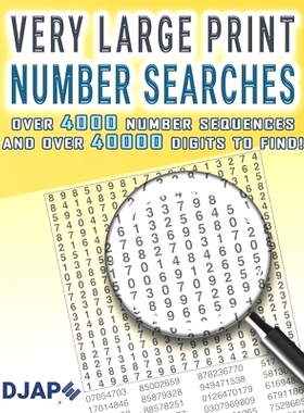 预订 Very Large Print Number Searches: Over 4000 number sequences and over 40000 digits to find!: 9781710187113