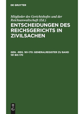 预订 Generalregister zu Band 161 bis 170: 9783112607893
