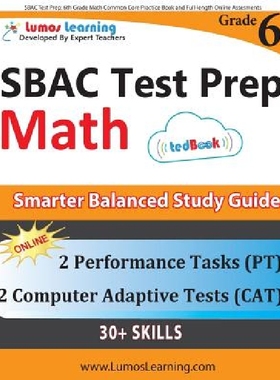 【预订】Sbac Test Prep: 6th Grade Math Commo...