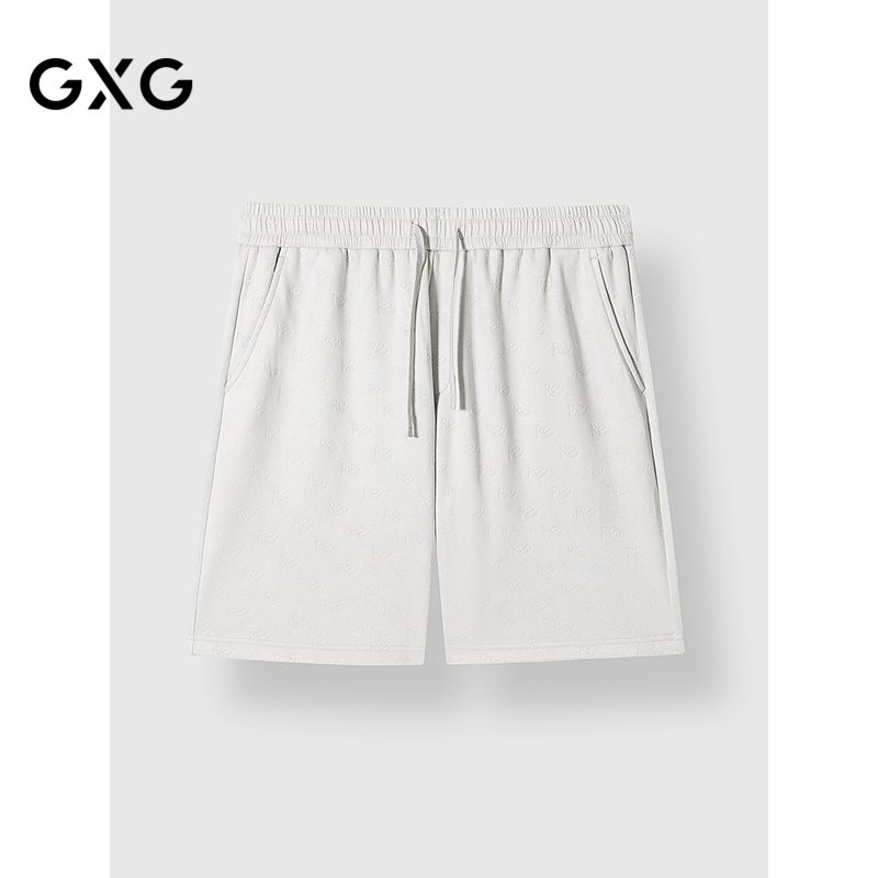GXG男装 麂皮休闲短裤老花满印休闲裤男裤25年夏季新品G25X222044