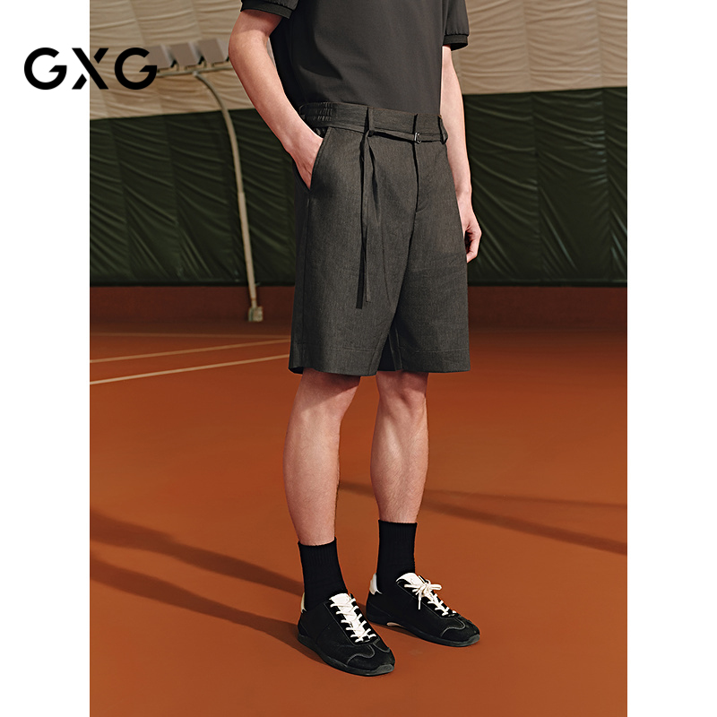 GXG男装 商场同款咖色斯文通勤短裤休闲裤25年夏季新品G25X222032