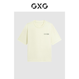新品 GXG男装 T恤2024年夏季 商场同款 G24X442052 黄色色块印花短袖