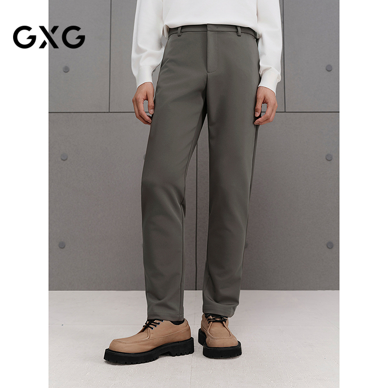 GXG男装 商场同款咖色小脚西裤修身长裤男25年秋季新品G25X023114