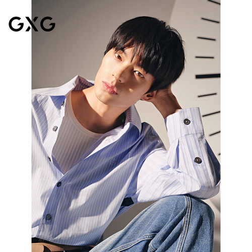 【GXG X ADSB联名】商场同款简约翻领长袖衬衫25冬新品G25X034095