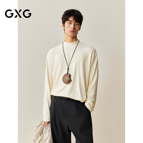 GXG男装 商场同款简约经典高领长袖T恤 2025年冬季新品G25X344019