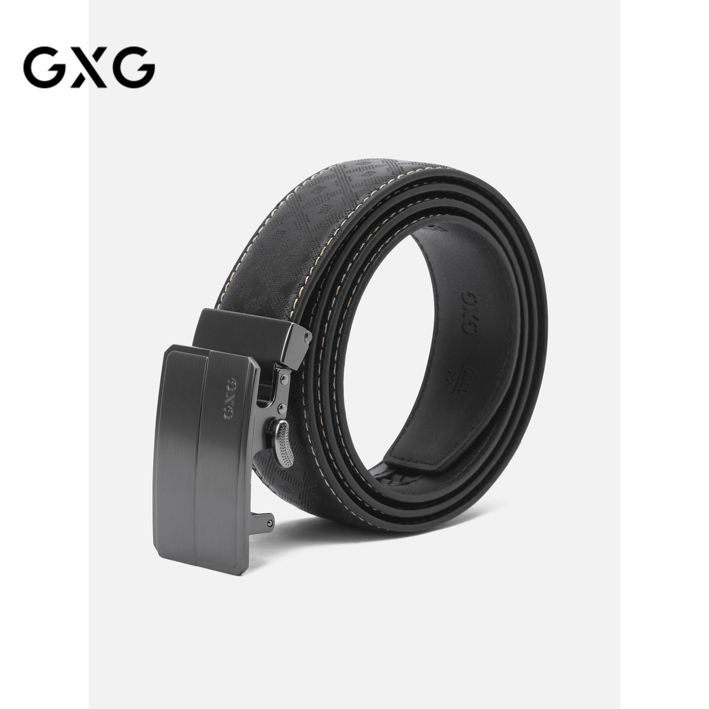 GXG皮带通勤男士真皮自动扣腰带新款送礼礼物男式牛皮商务裤带
