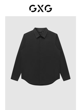 GXG男装 黑色通勤免烫商务长袖衬衫 2023年春季新品