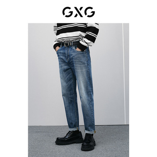 GXG男装 水洗牛仔裤男夏季薄款修身弹力男士裤子 24年秋季热卖