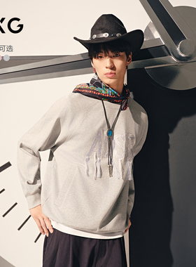 【GXG X ADSB联名】GXG男装2025冬款绣花圆领卫衣G25X314060