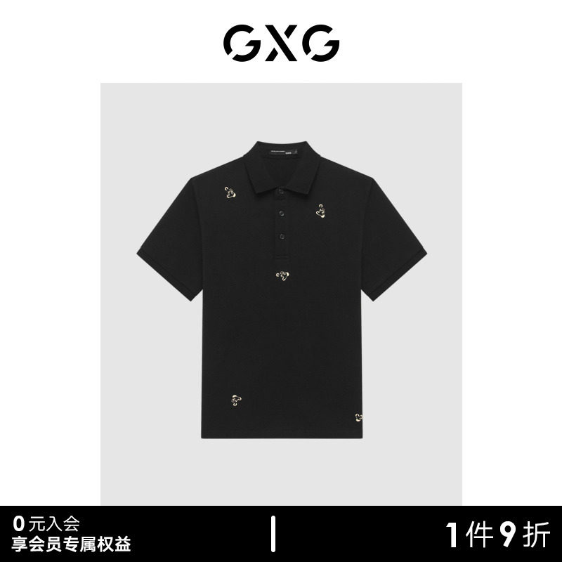 GXG男装 精美兔子刺绣休闲时尚纯棉舒适Polo衫男短袖清仓款