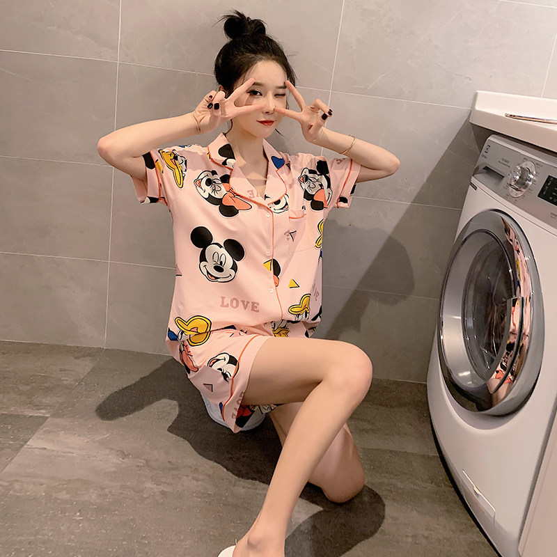 米奇唐老鸭睡衣女夏季纯棉短袖网红爆款卡通可爱学生家居服两件套