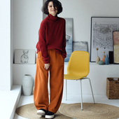 文艺休闲加绒宽松百搭显瘦松紧高腰香蕉卫裤 韩版 K2221C 女冬 包邮