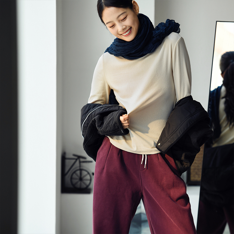 舒适亲肤长袖T恤女冬简约