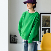 米兰宣言 显瘦纯棉套头卫衣女 R67261 文艺休闲百搭外缝圆领插肩袖