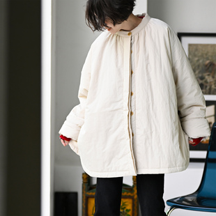 F25807 米兰宣言 休闲日系甜美捏褶小圆领单排扣宽松棉服棉衣女冬