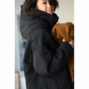 F91081 韩版洋气连帽大兜羊毛内胆宽松茧型长款棉服女冬新品速递