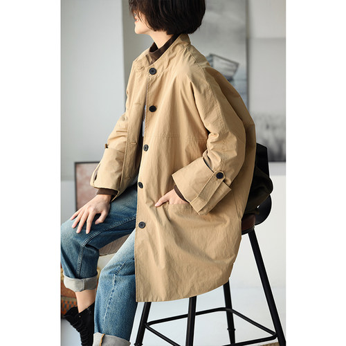 调节宽袖棉服外套大衣文艺休闲