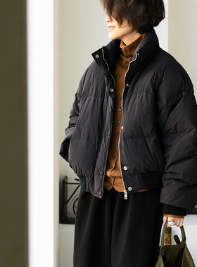 特●Y60730 韩版洋气立领螺纹宽边加厚夹克短款羽绒服女米兰宣言