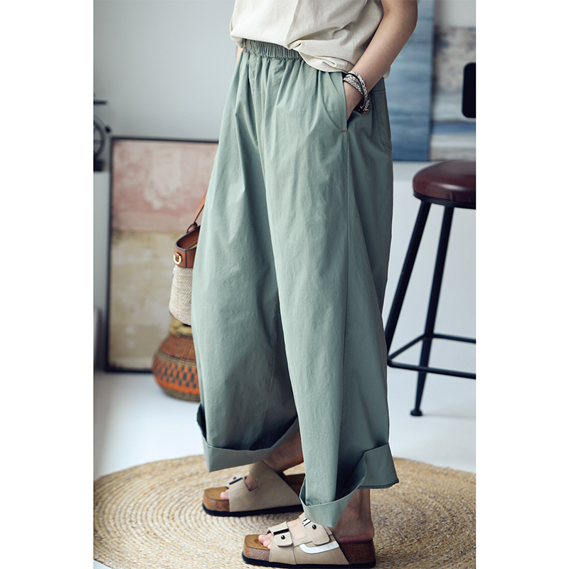 特●K1520C 韩版宽松oversize垮裤阔腿休闲裤九分裤女夏米兰宣言