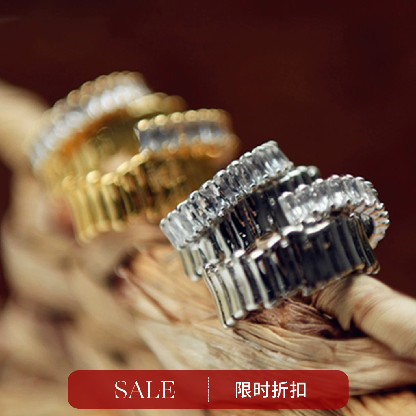 E0919C韩版时尚简约气质高级镶钻百搭双层耳钉耳环饰品女米兰宣言