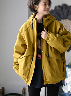 特●Y15716 休闲百搭宽松大兜加厚中长连帽工装羽绒服女米兰宣言