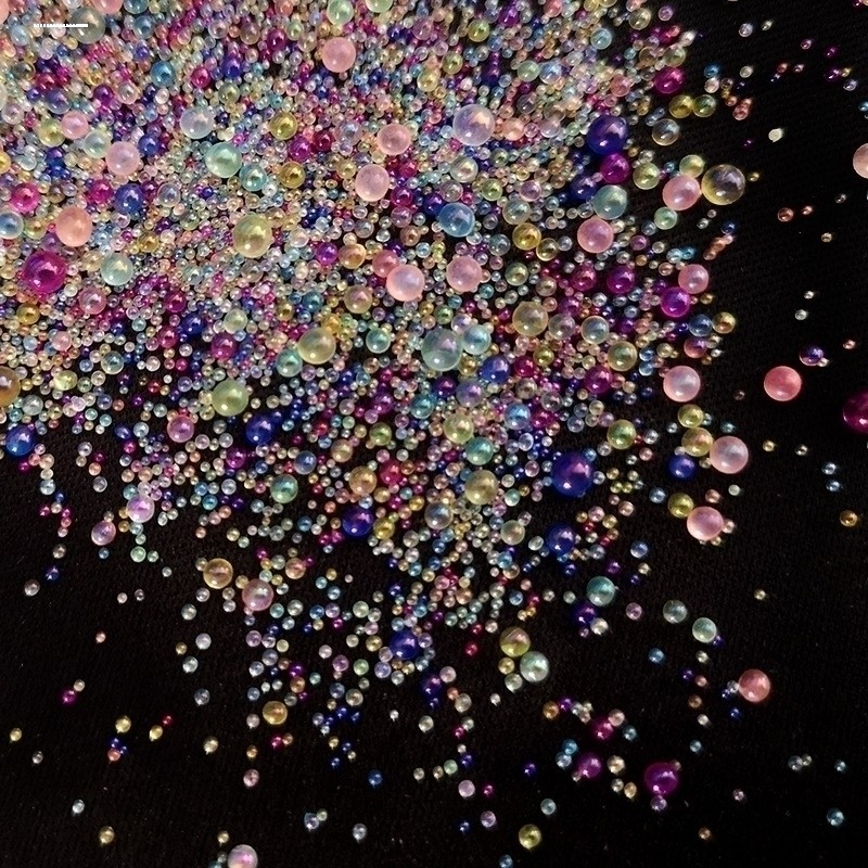 无孔气泡珠美甲饰品玻璃圆珠子幻彩泡泡珠指甲装饰品diy滴胶微珠