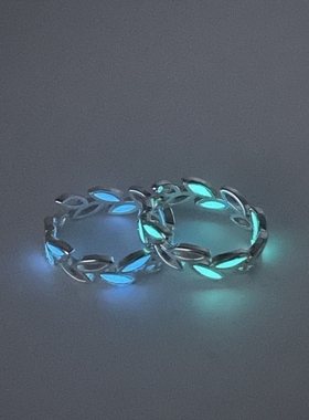 蓝色五角星戒指小红书同款时尚发光开口指环百搭星星小众设计