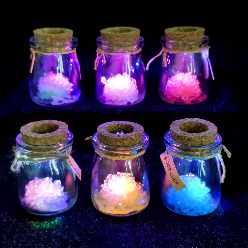 自种水晶许愿瓶儿童趣味科学小实验手工day制作晶体培育幸运精灵