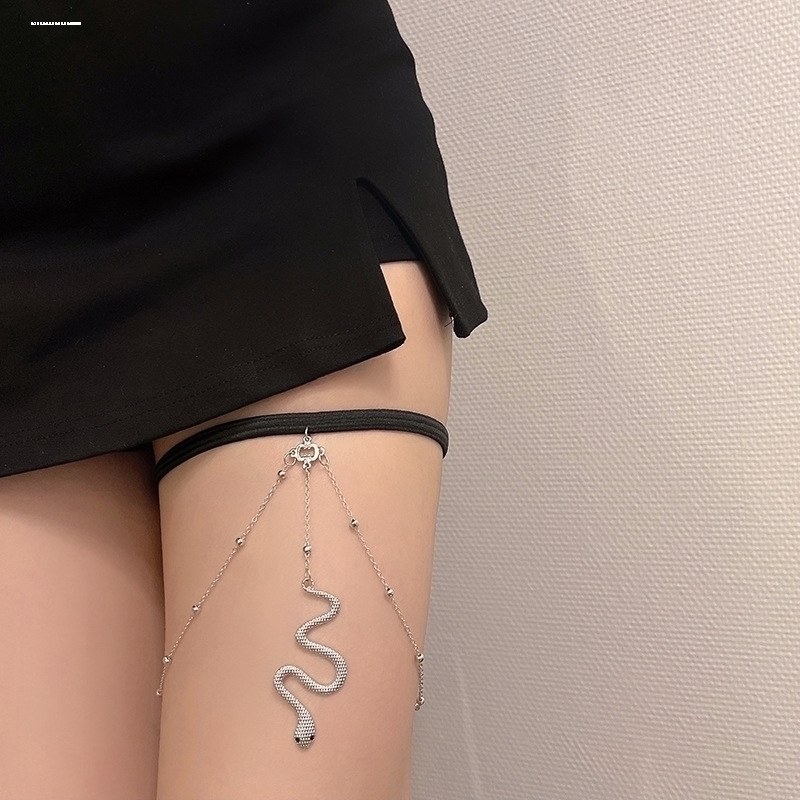 欧美一款多戴配饰小蛇大腿环蛇形吊坠夸张腿饰身体链锁骨链颈链女