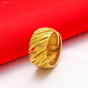 仿金戒指男高级感大光面戒指男士满天星指环开口戒