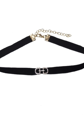 字母choker颈链项圈黑色高级感项链时尚项圈气质锁骨链