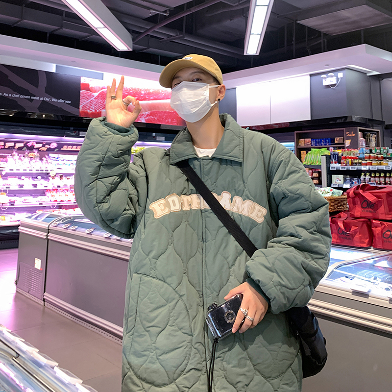 港风菱形冬季棉衣男字母印花保暖棉服ins潮流MY8000-P85，男装棉衣，星座223（原229-2）