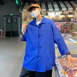 @港风坠感个性扣子七分袖衬衫男夏季防晒短袖衬衣CS132-P35，男装防晒衣，星座223（原229-2）
