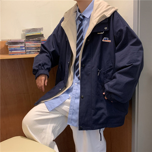 港风 假两件连帽炸街宽松棒球服夹克开衫外套     JK304-P65图片