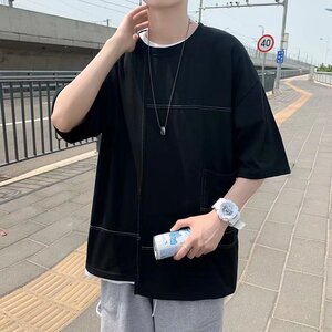 @港风   不规则短袖T恤青少年男生夏季半袖体恤衫 DT08-P28图片