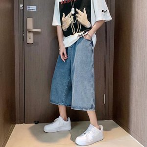 @港风 夏季薄款牛仔裤男潮流ins直筒韩版学生七分裤 DK029-P40图片