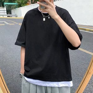 @港风  男生夏季潮流薄款宽松百搭五分袖男纯棉短袖 DT09-P28图片