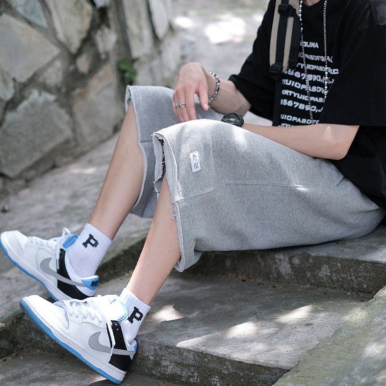 @港风夏季阔腿6分7分运动裤男潮流宽松直筒短裤DK060-P30,男装牛仔裤,星座223（原229-2）