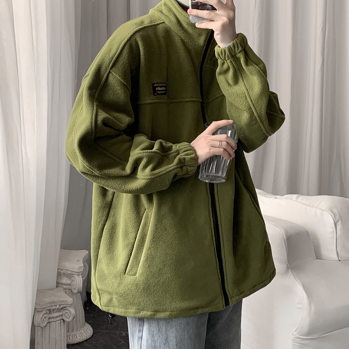 秋冬摇粒绒夹克男开衫卫衣加大码外套 JK280/P65图片