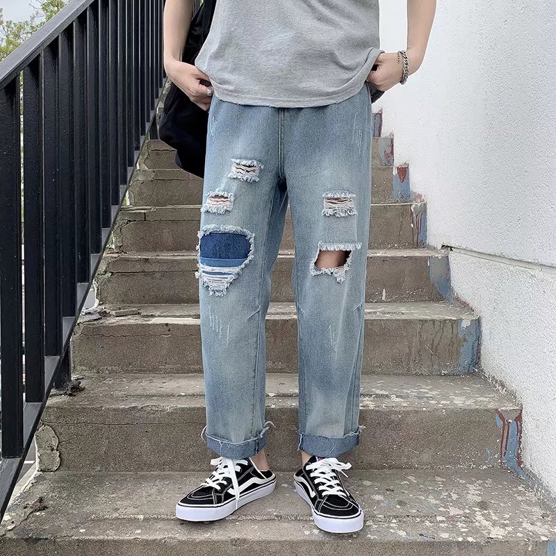 @港风青少年破洞牛仔裤韩版潮流潮男春夏季乞丐裤NZ236-P40,男装牛仔裤,星座223（原229-2）