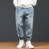 @日系大码M-4XL拼接明线束脚牛仔男宽松小直筒长裤NZ194-P50，男装休闲裤，星座223（原229-2）