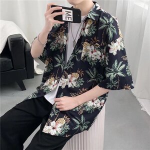 @港风  青少年夏季碎花短袖衬衫冰丝宽松 CS117-P30图片