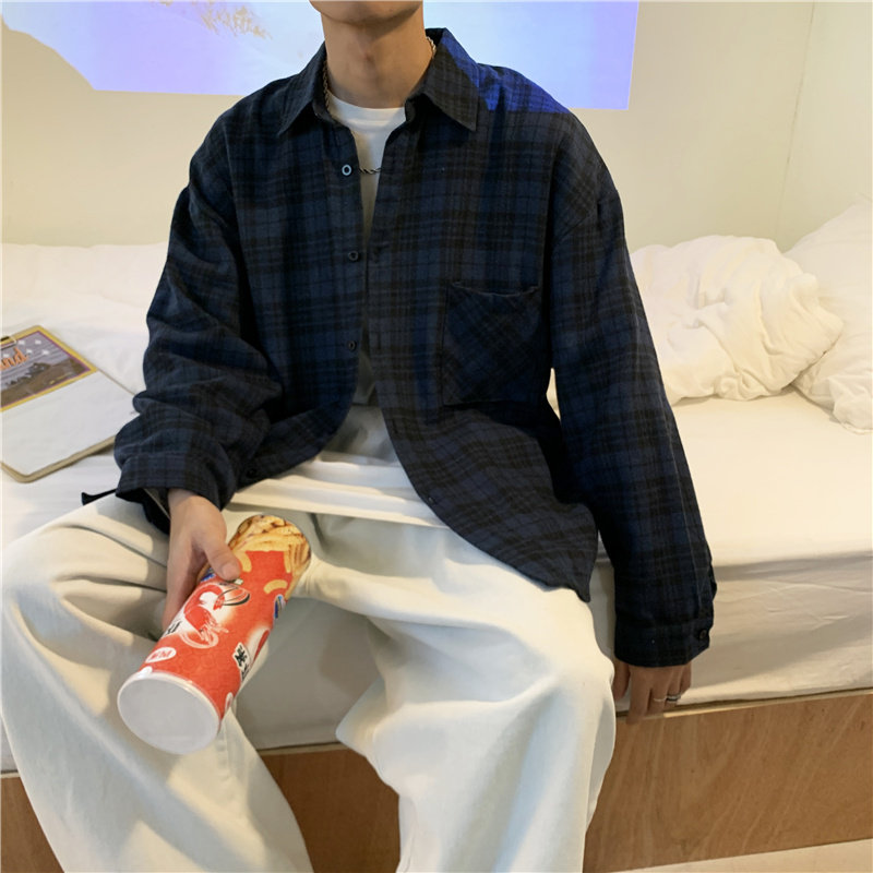 @港风长袖格子衬衫男秋季韩版潮流百搭打底休闲衬衣CS100-P35,男装T恤,星座223（原229-2）