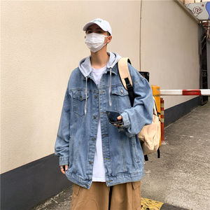 @港风 牛仔外套男春秋季2025新款潮牌ins连帽夹克衫JK887-P70图片