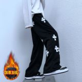 @港风加绒加厚运动裤男潮牌阔腿裤NZ205-加绒P40常规P35，女装休闲裤，星座223（原229-2）